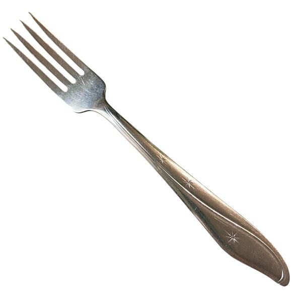 Vintage Atomic UTI53 by Utica Fork Stainless Flatware Glossy USA Starburst - Picture 3 of 5